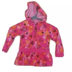 Chelsea's Sweater Hooded Corner Toddler Girl Size 3T Button Pink Green Stripes